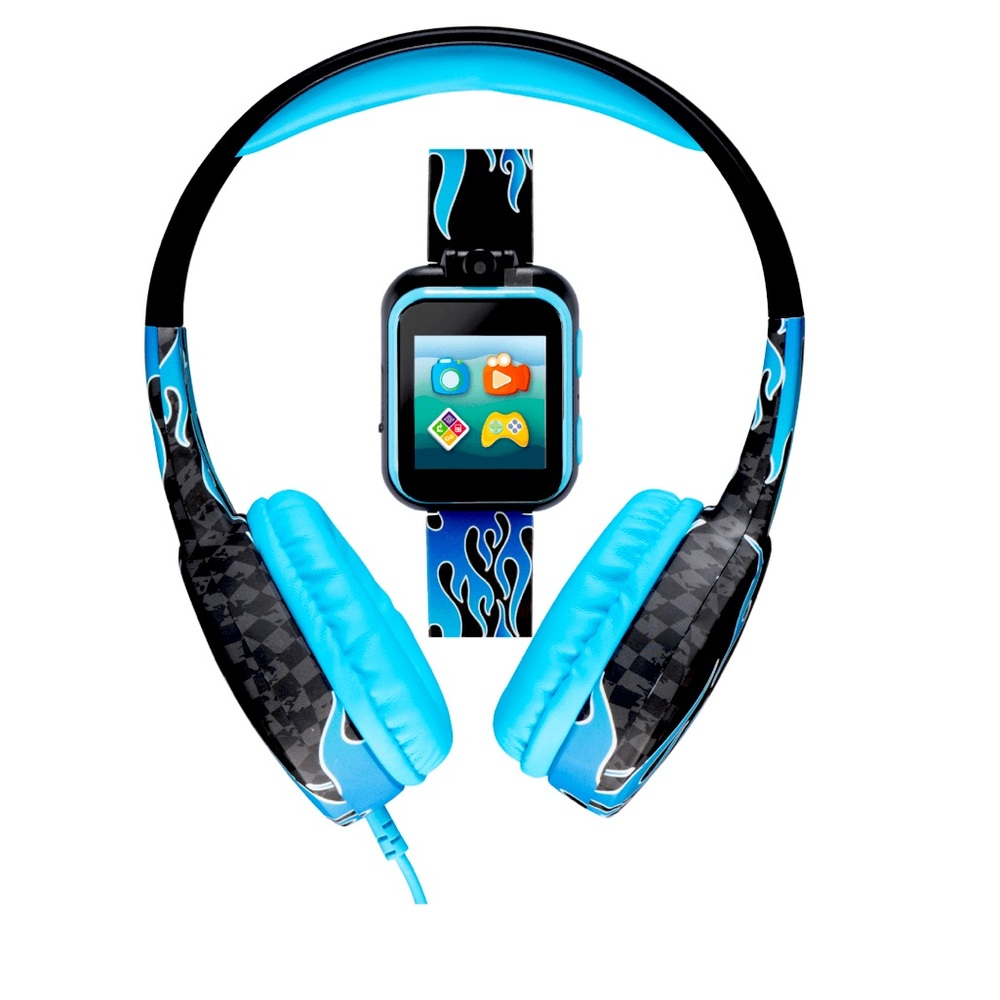 Itech Jr headphones with watch blue flames